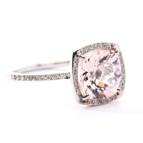 Princess Cut Morganite Diamond Pave Ring Christine K Jewelry