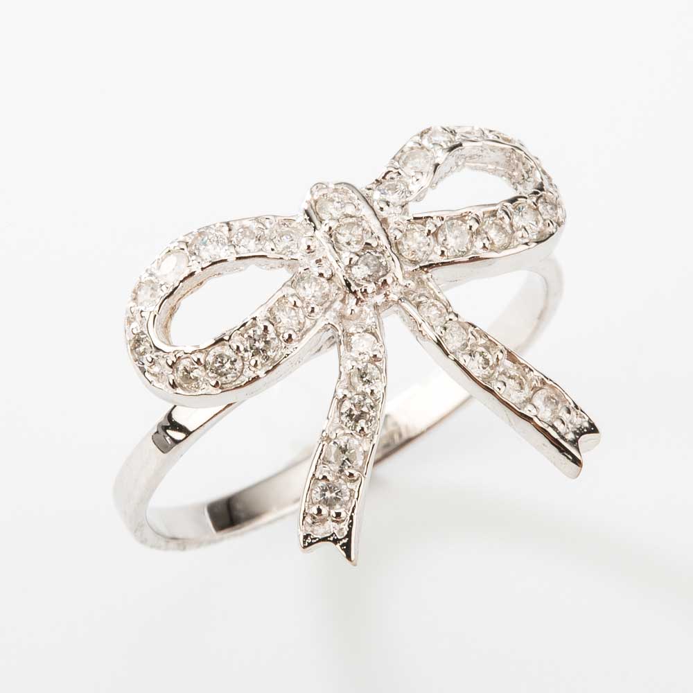 White Gold White Diamond Mini Ribbon Ring - Christine K Jewelry