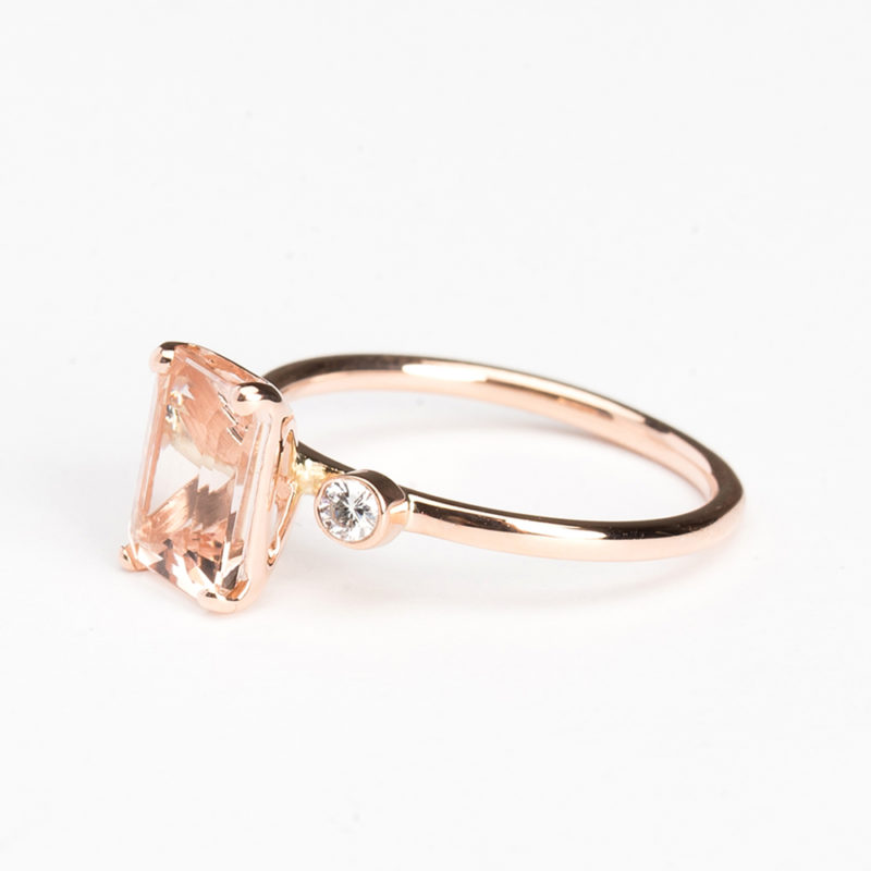 9 x 9 Princess Cut Pink Morganite Ring - Christine K Jewelry