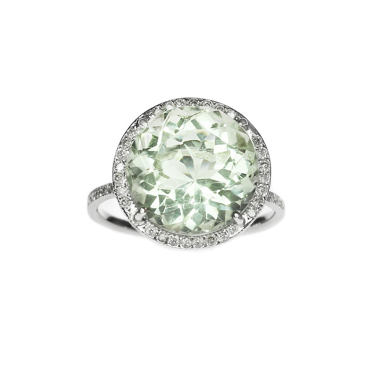green amethyst engagement ring tripple shank