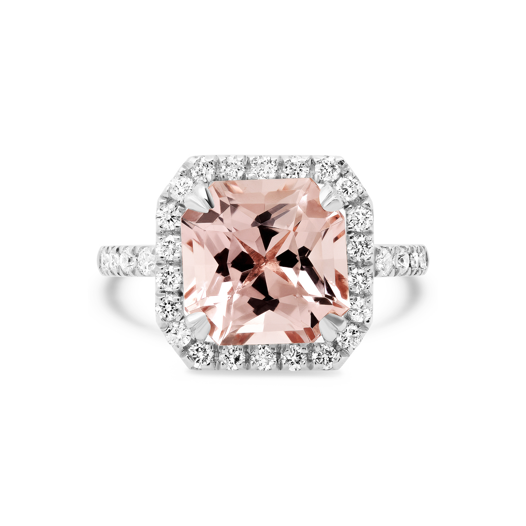 PRE- 9 x 9 Princess Cut Pink Morganite Ring - Christine K Jewelry