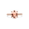 PRE- Oval Morganite Ring with Double Side Halo with Diamonds on Prongs