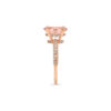 PRE- Oval Morganite Ring with Double Side Halo with Diamonds on Prongs - Image 3