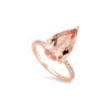 PRE- 5 ct. Pear Shape Morganite Ring with Diamond Pave Band - Image 3