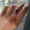 PRE- Pear Shape Garnet with Multi Diamonds Twisted Band - Image 8