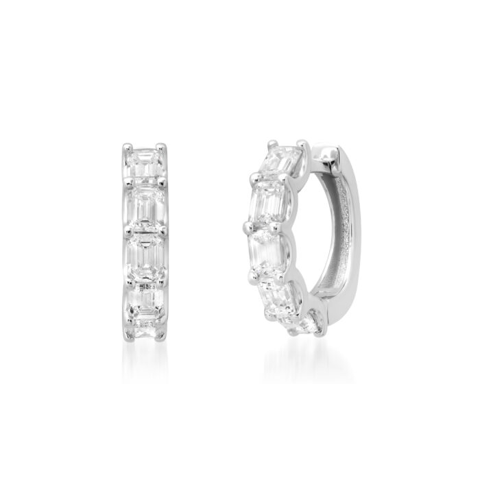 PRE- 1.4 ct Emerald Cut Diamond Huggies / Diamond Earring (14.3mm) / Natural Diamond / Earrings