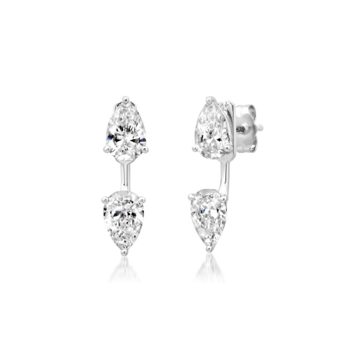 PRE- Pear Lab Diamond Stud & Jacket (Pair) TCW 2.8 ct