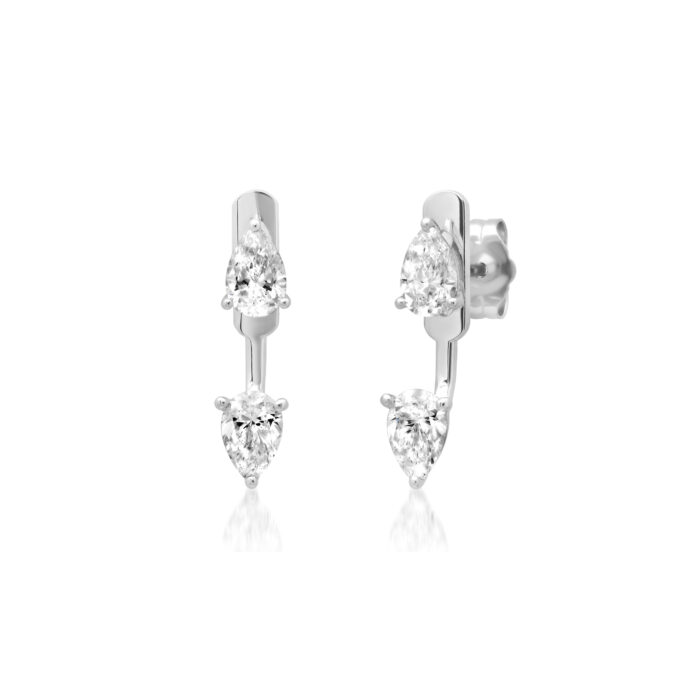 PRE- Pear Lab Diamond Stud & Jacket (Pair) TCW 1.2 ct