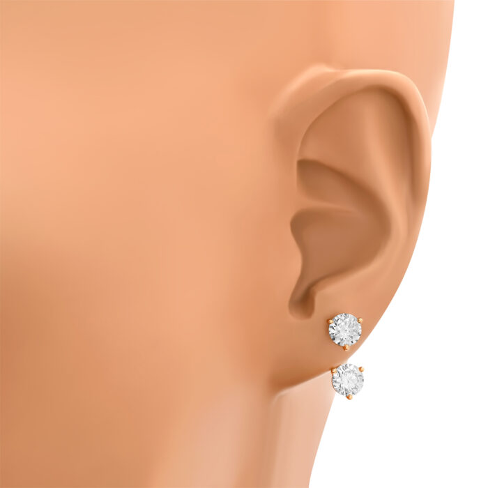 PRE- Round Lab Diamond Stud & Jacket (Pair) TCW 2 ct - Image 2