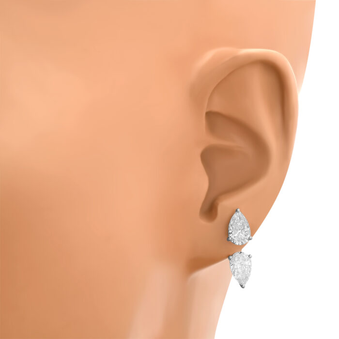 PRE- Pear Lab Diamond Stud & Jacket (Pair) TCW 2.8 ct - Image 2