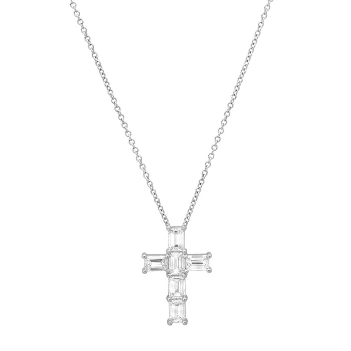 PRE- 1 ct Emerald Cut Diamond Cross Necklace